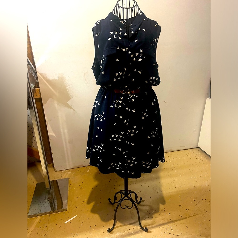 Blue ‘birded’ dress, size 1X.